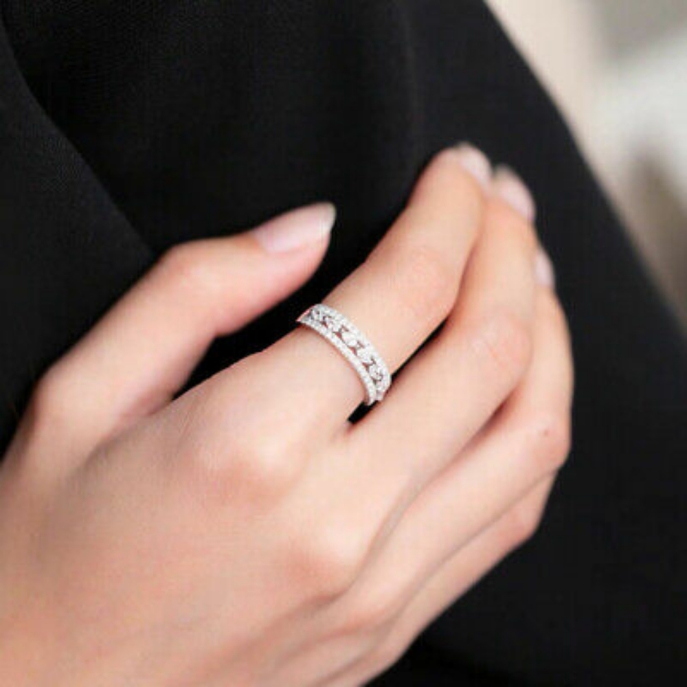 Silver Cubic Zirconia Liberty Ring - Picture 4 of 11